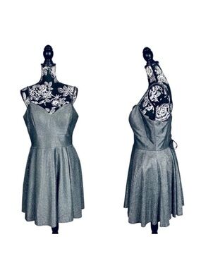 Fiesta Fashion grey silver shimmer corset back fit and flare mini dress size XL
